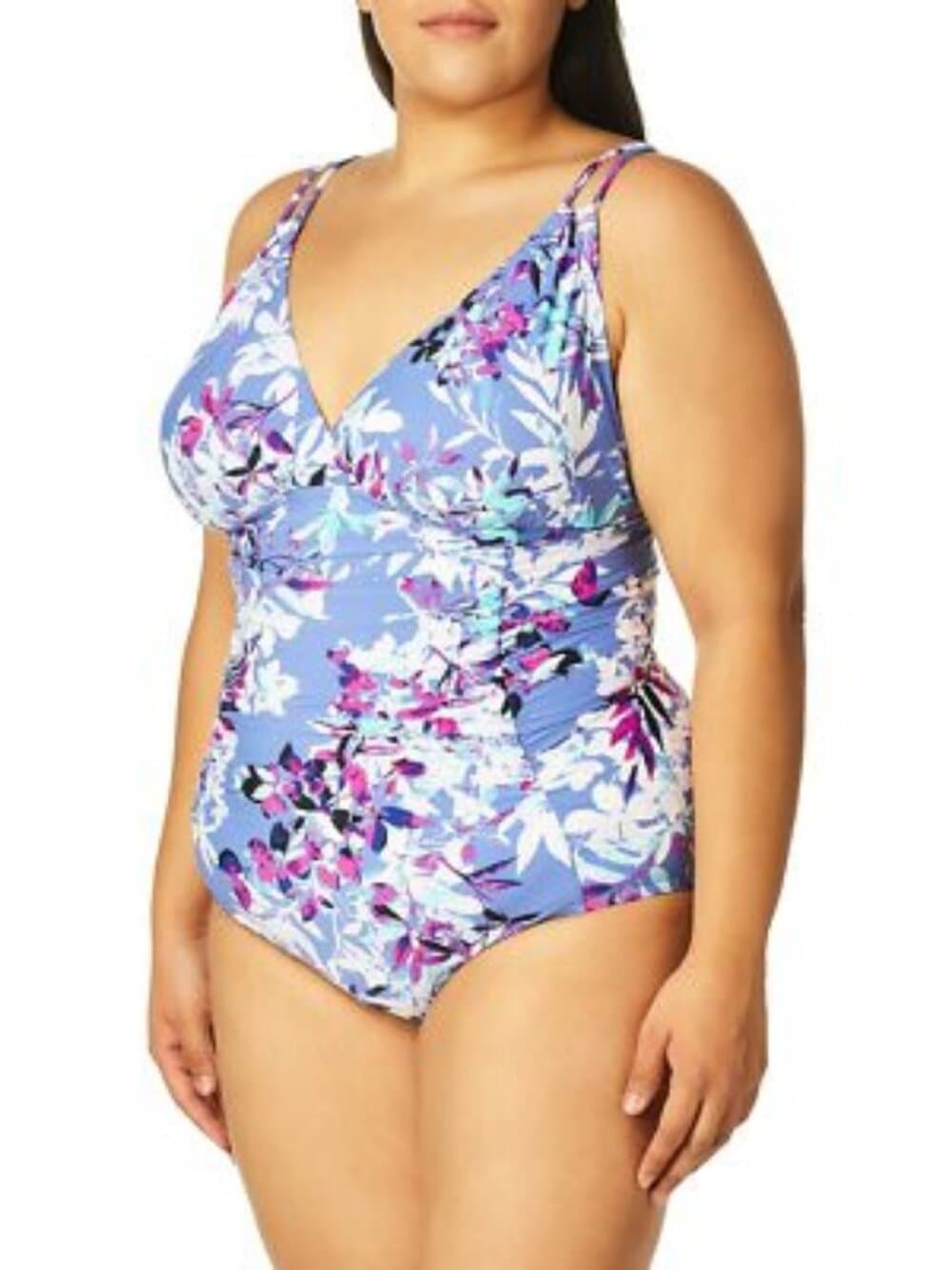 Calvin Klein Women's Shirred Surplus One Piece Swimsuit, Shadow Multi, 8
