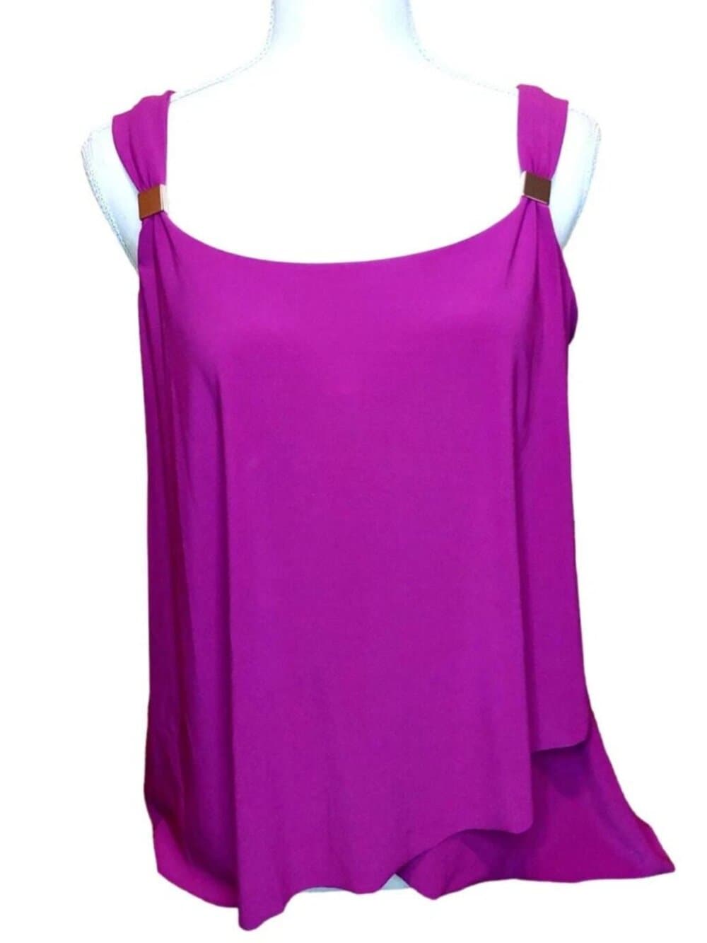 Miraclesuit Razzle Dazzle Tankini Top Framboise Pink Underwire Size 10 NWT