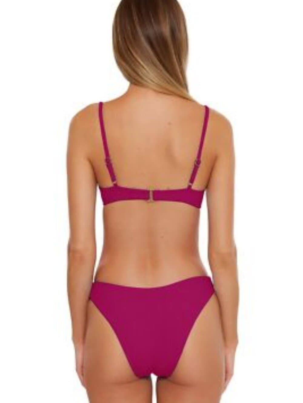 Becca by Rebecca Virtue Fine Line Rib Sarah Underwire Bra Top Pomegranate LG