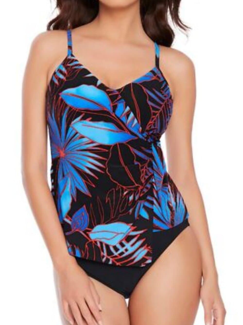 Magicsuit Women's Hot Line Carma V-Neck Soft Cup Asymmetrical Tankini Top SZ 12