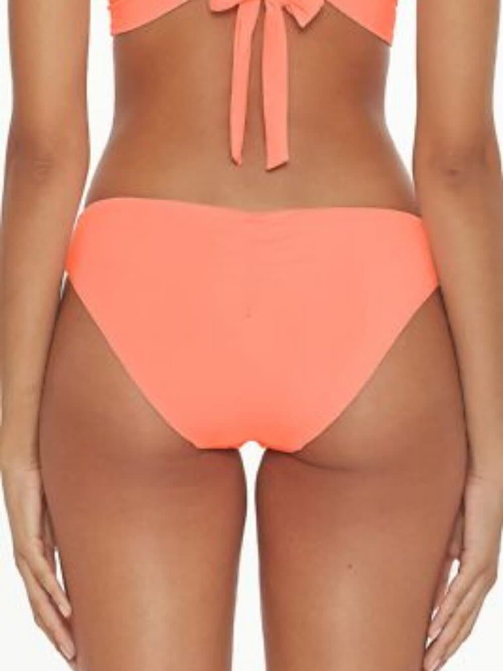 Becca Rebecca Virtue Coral Bikini Bottoms Low Rise Ruched Back Beach Pool SMALL