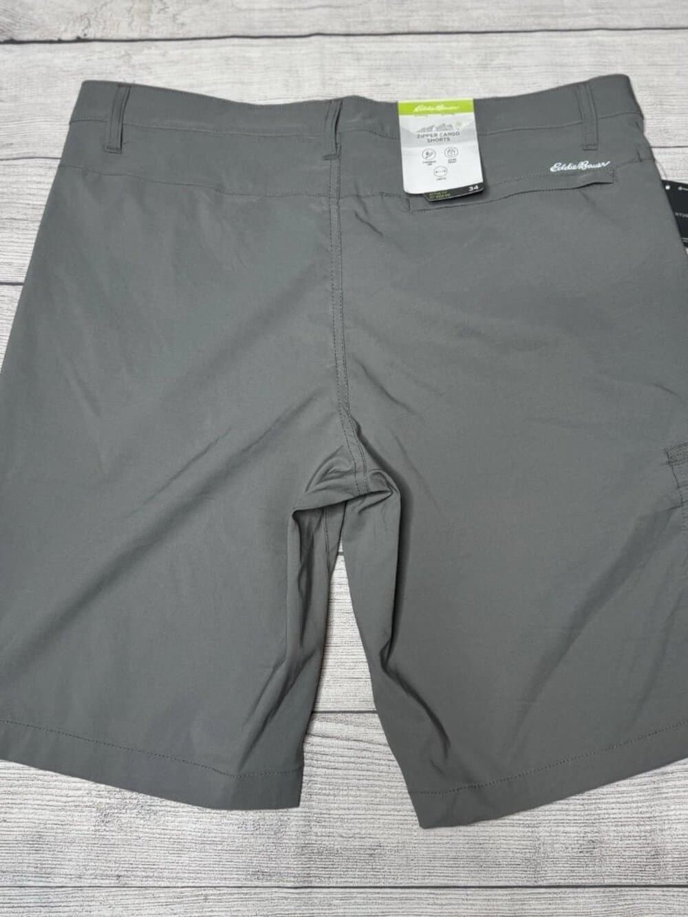 Eddie Bauer Zipper Cargo Shorts Mens 34 Granite Gray Stretch 10" Hiking Size 38
