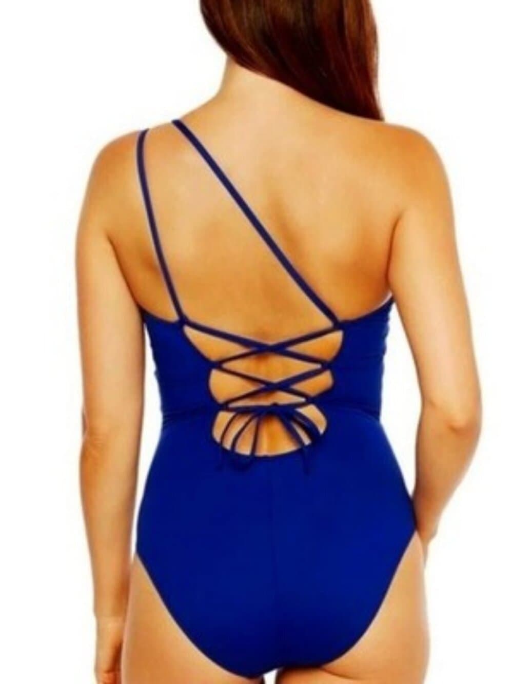 LA BLANCA WOMEN'S ISLAND GODDESS SHOULDER MIO ONE PIECE SWIMSUIT, BLUEBERRY, 4