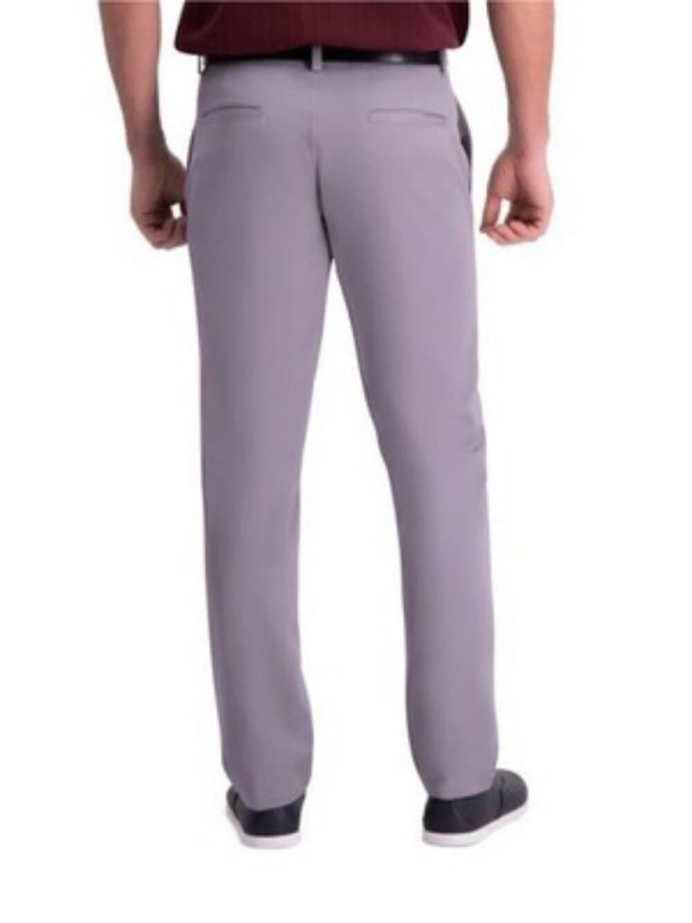Haggar Men's Premium Comfort Khaki Pant 32W x 32L, Slim Fit, Grey