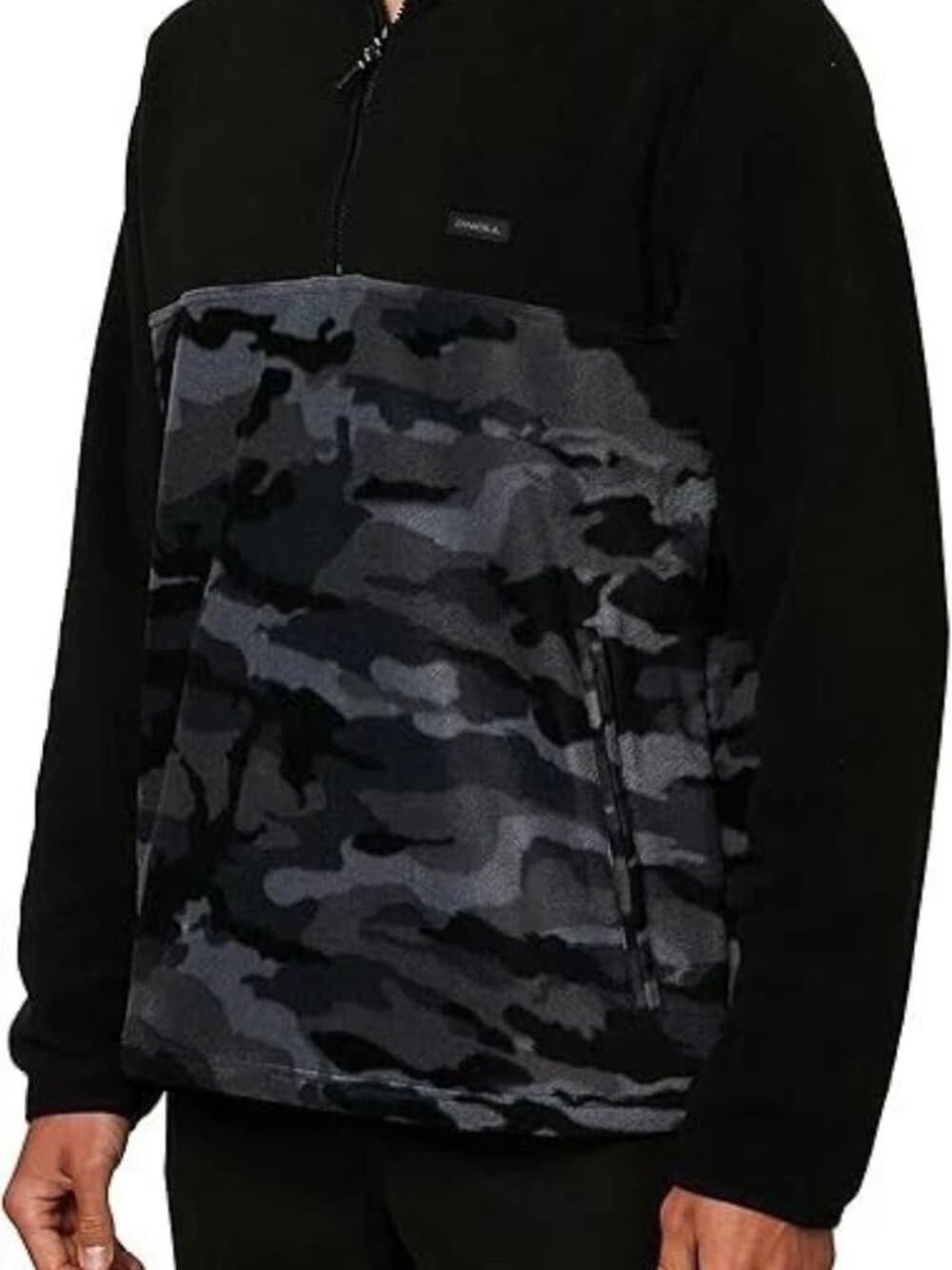 NWT - ONeill 1/4 Zip Pullover Fleece Polyester Black Gray Camo MSRP $70- Size S