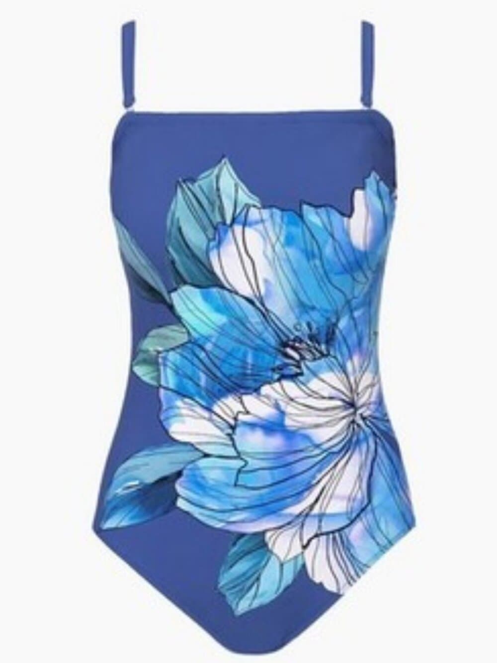 GOTTEX Blue Wild Flower 1 Pc Bandeau Style Swimsuit Sz 6 - Missing Straps
