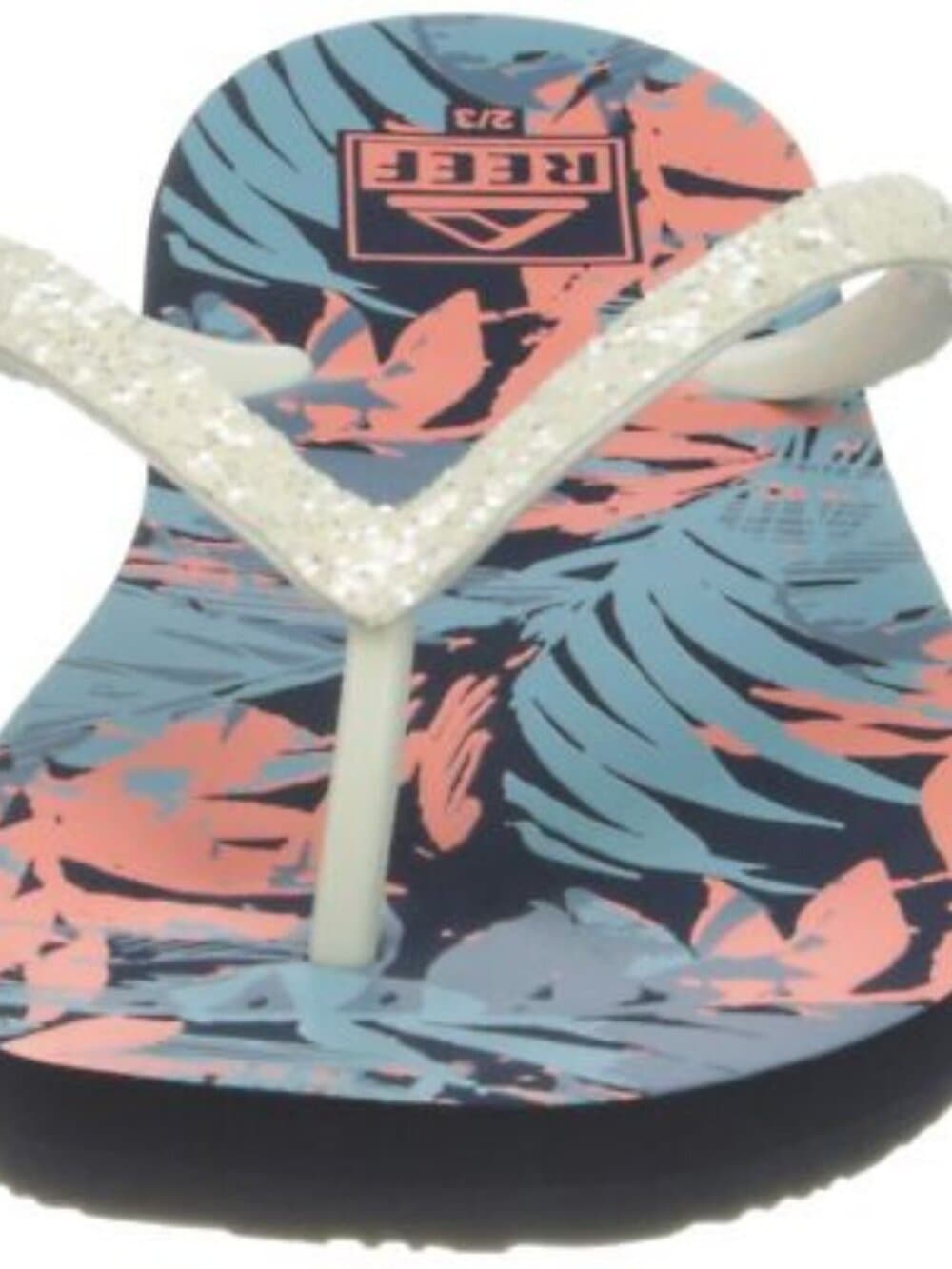 Reef Floral Print Flip Flops Glitter Straps Beach Pool Sandals Size 2/3