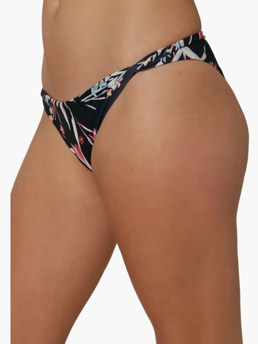 O'Neill Women's Floral Print Bikini Bottoms Swimsuit Low Rise Black