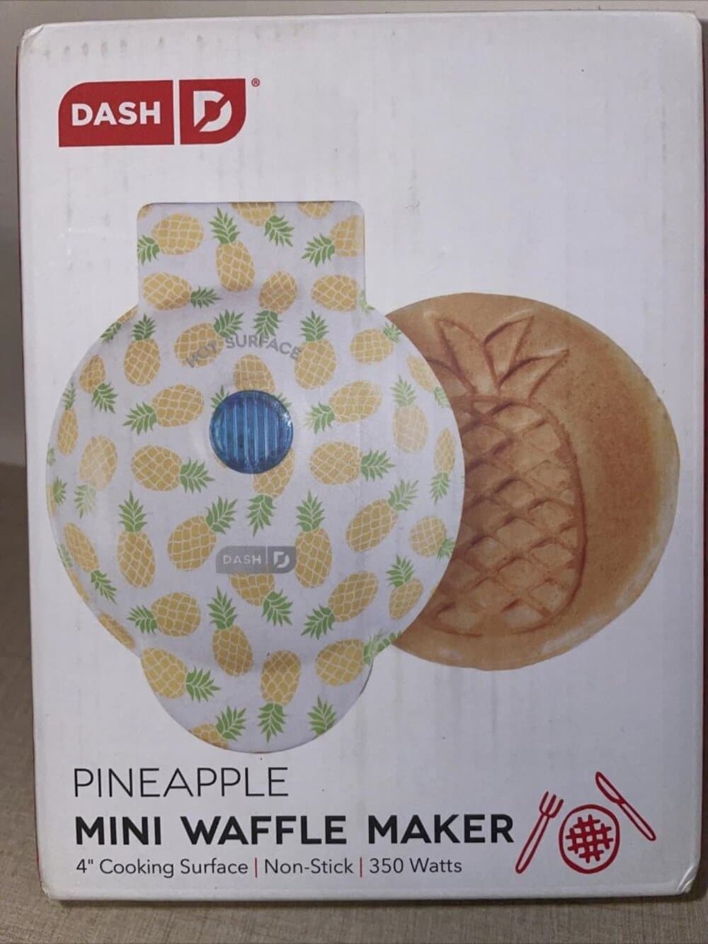 Dash Pineapple Mini Waffle Maker, 4" Nonstick Cooking Surface, 350 Watts