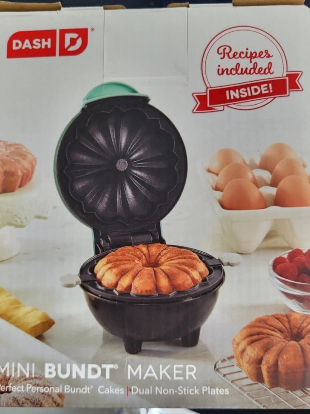 Dash Mini Bundt Maker Aqua Perfect Personal Cakes Dual NonStick Plates Recipes