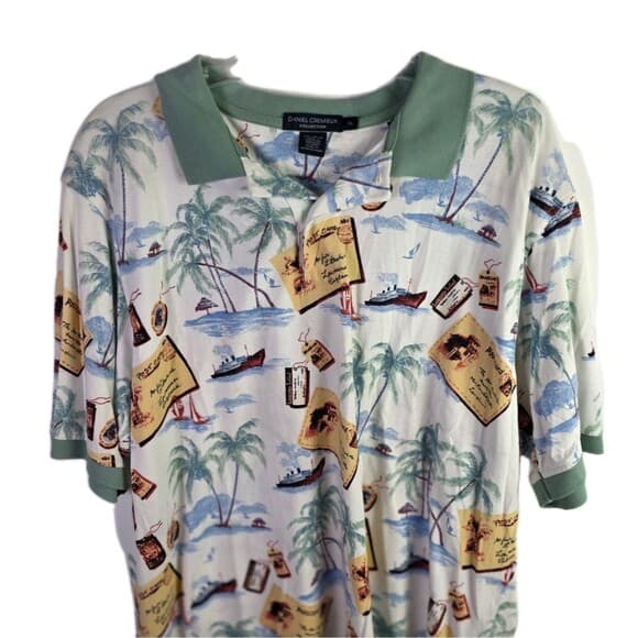 Daniel Cremieux Men's White Floral Short Sleeve Polo Shirt