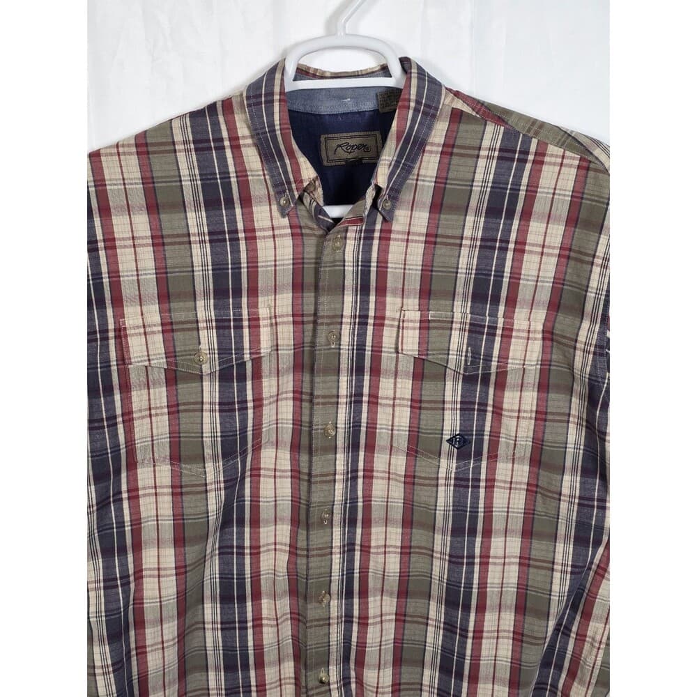 Roper Men's Large Plaid Western Short Sleeve Button Up Shirt