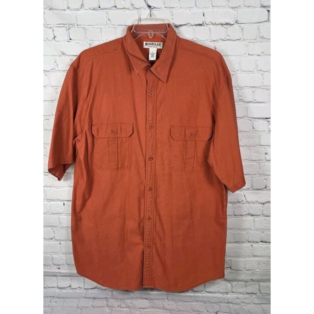 Magellan Men's XL Orange Short Sleeve Button Up Shirt