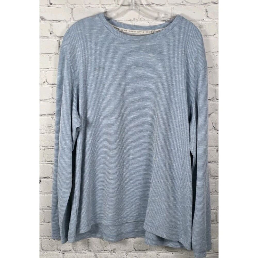 Orvis Men's XL Blue Striped Long Sleeve Crew Neck Pullover