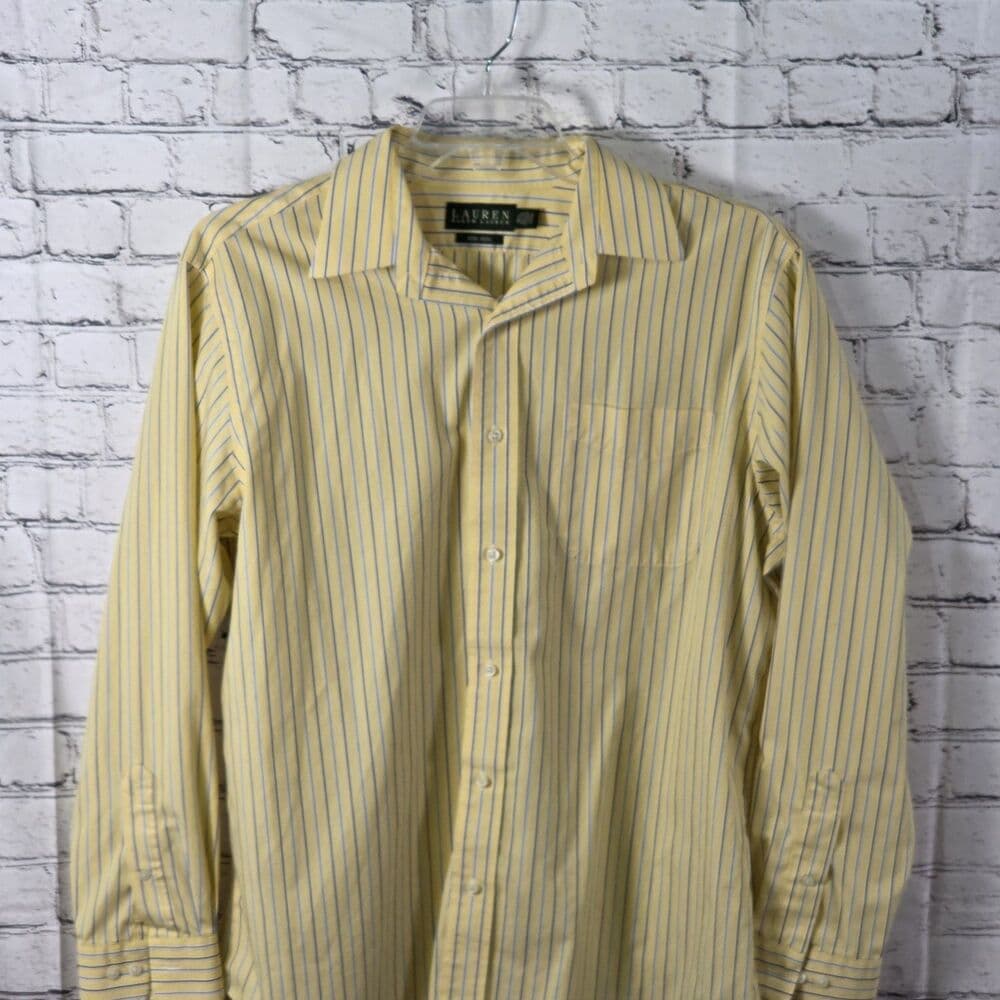 Lauren Ralph Lauren Men's 16.5 35/35 Yellow Black Plaid Button Down Shirt