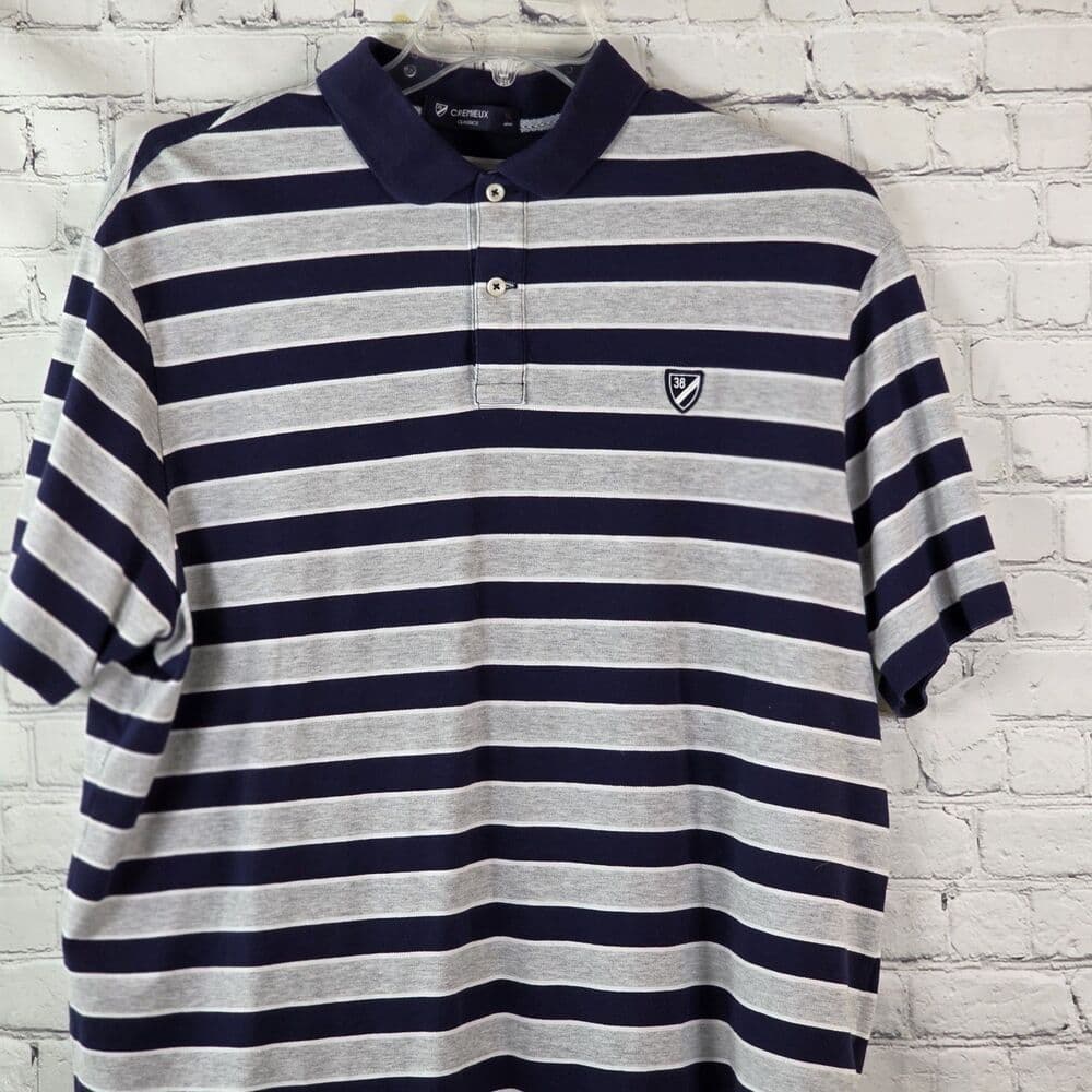 Cremieux Men's Large Multi Color Stripe Short Sleeve Polo Shirts