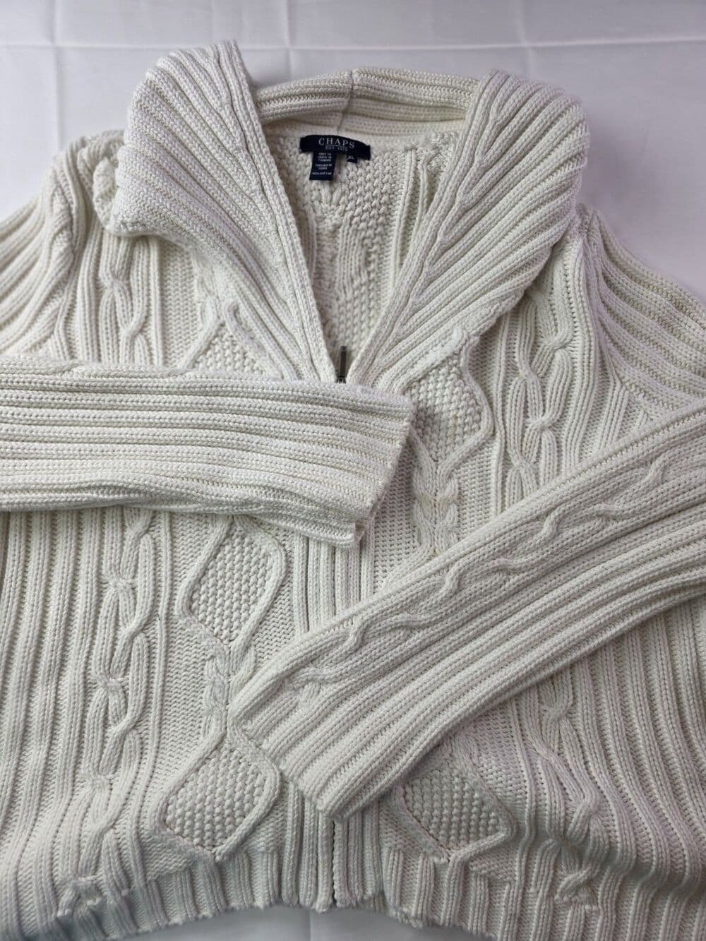 CHAPS Women's XL Ivory Cable-Knit Sweater Cowl Neck