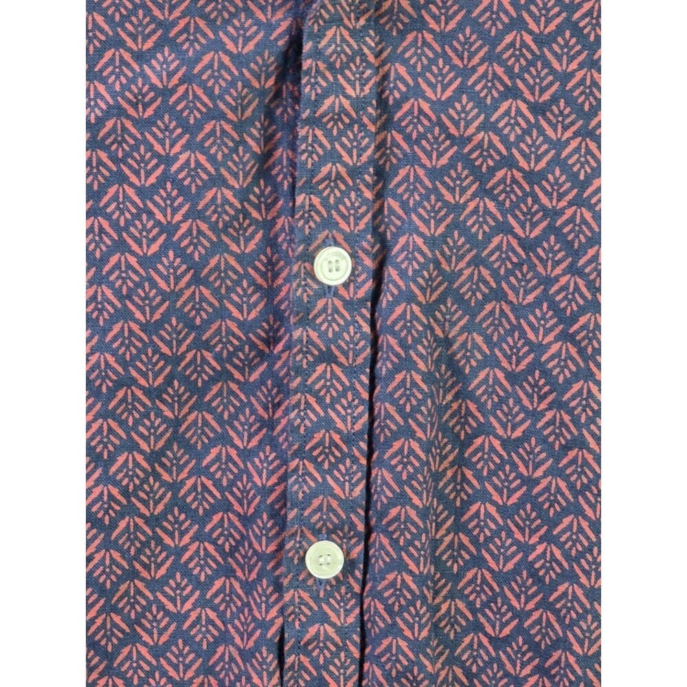 Murano Men's Medium Slim Fit 100% Linen Floral Long Sleeve Shirt