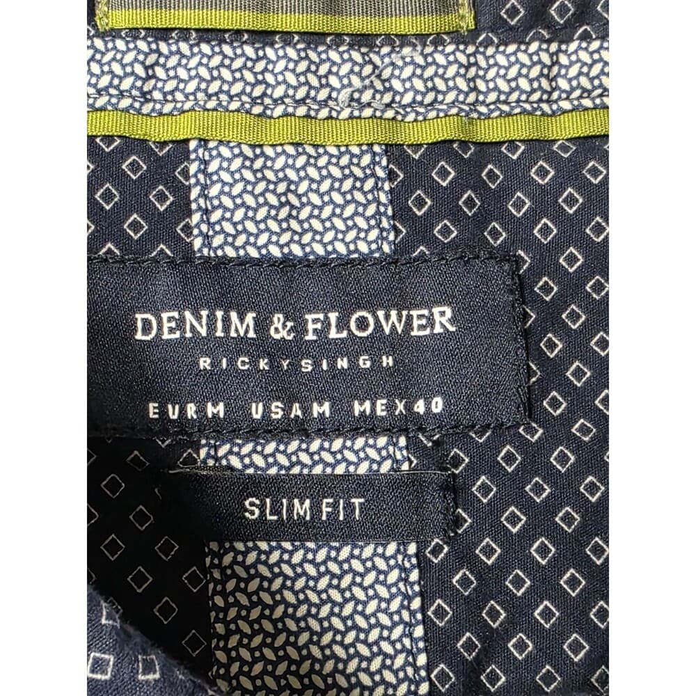 Denim & Flower Mens Size M Slim Fit Polkadot Shirt