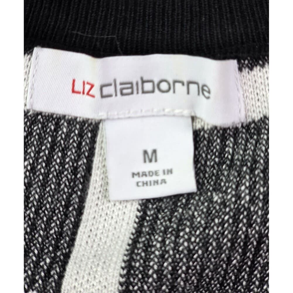 Liz Claiborne Women's Medium Black And White 3/4 Sleeve Sweater
