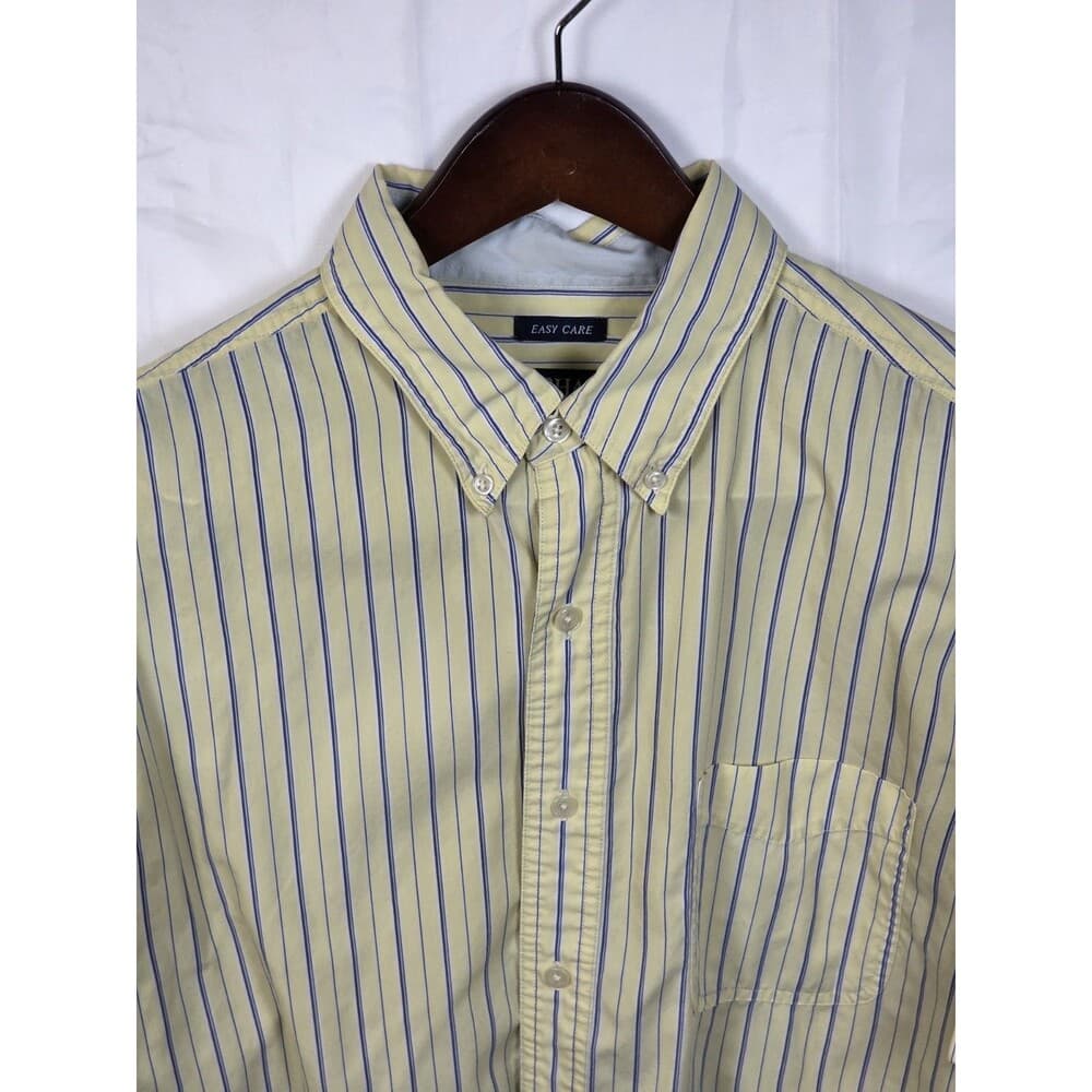 Chaps Men's Large Yellow Striped Short Sleeve Button Down Shirt