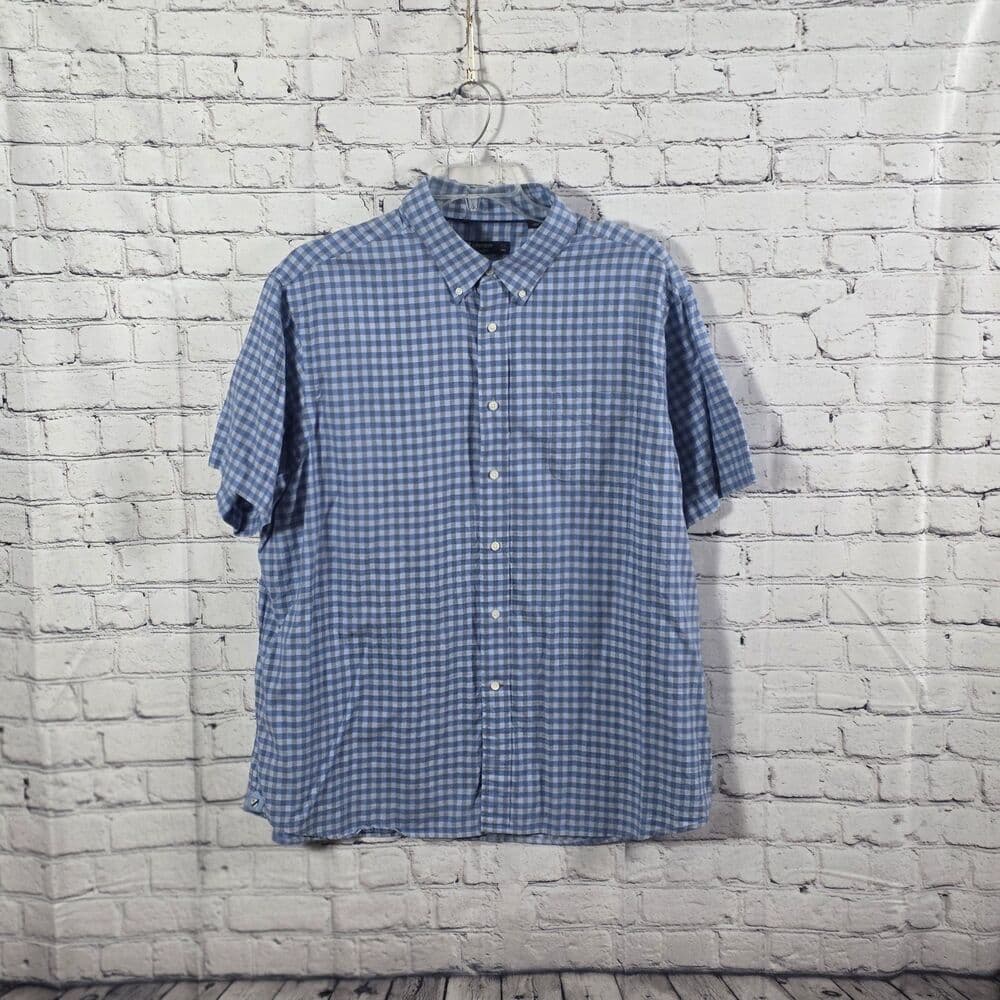 Daniel Cremieux Men's XXL White / Blue Gingham Long Sleeve Button Up Shirt
