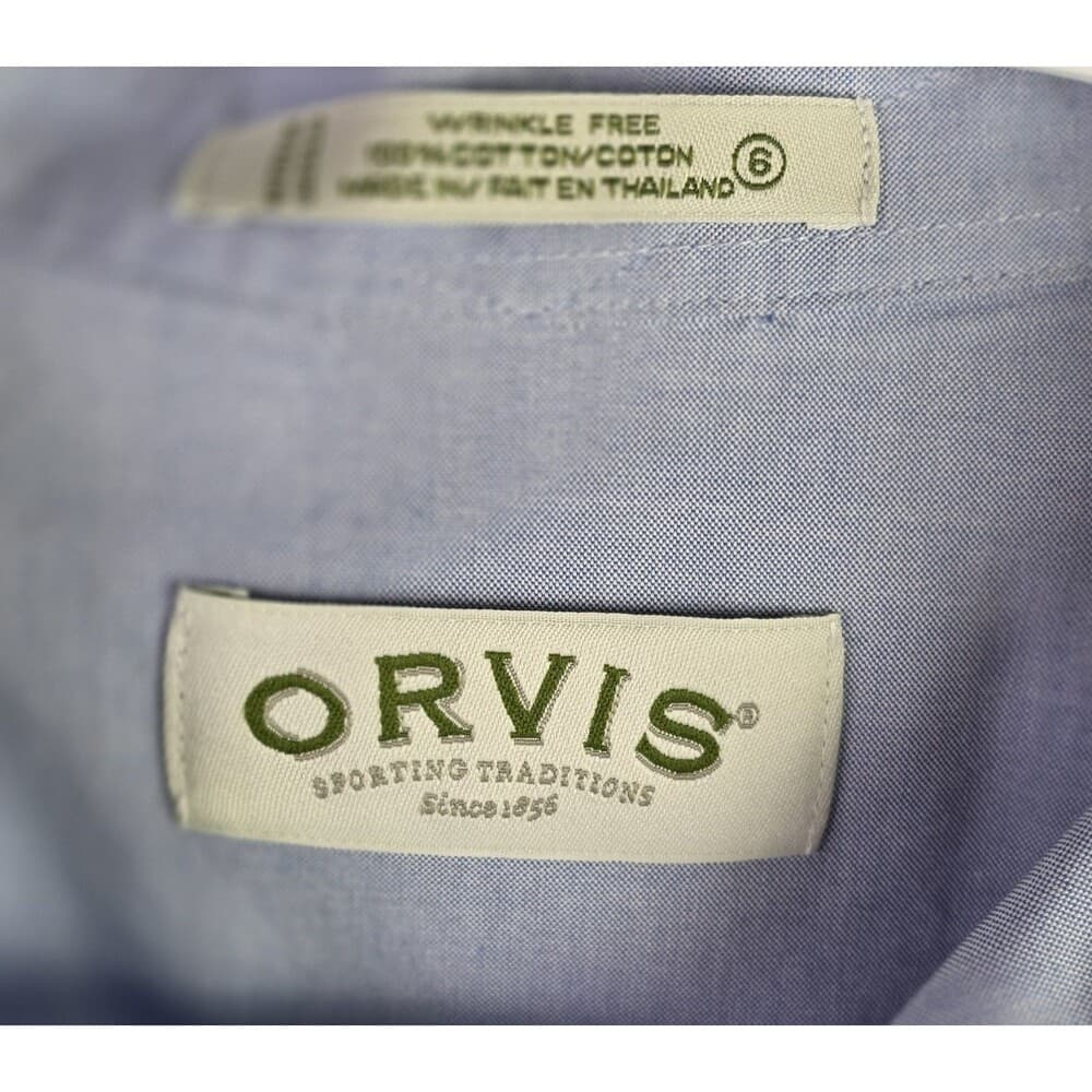 Orvis Womens Size 6 Blue Long Sleeve Button-Down Shirt