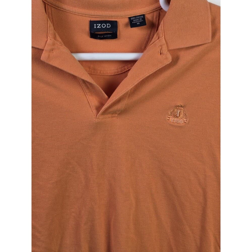 IZOD Men's Medium Silk Wash Orange Short Sleeve Shirt