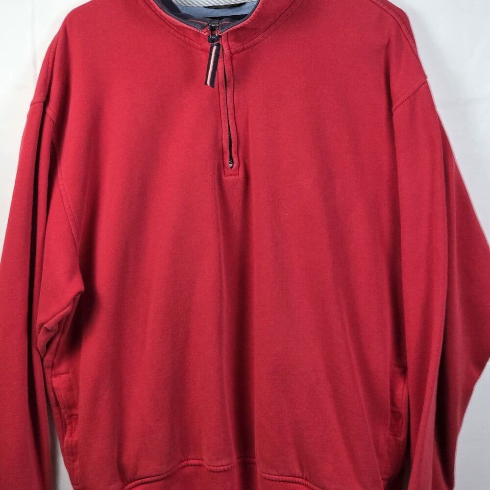 Vintage Tommy Hilfiger Men's XL Red 1/4 Zip Long Sleeve Pullover