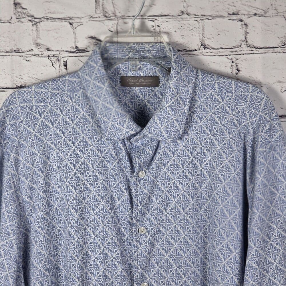 Daniel Cremieux Men's Blue / White Geometric Short Sleeve Polo Shirt