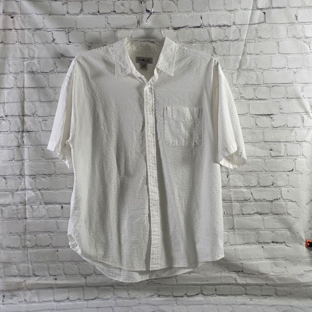 Sun River Clothing Co Men's XL White Short Sleeve Beach Shirt