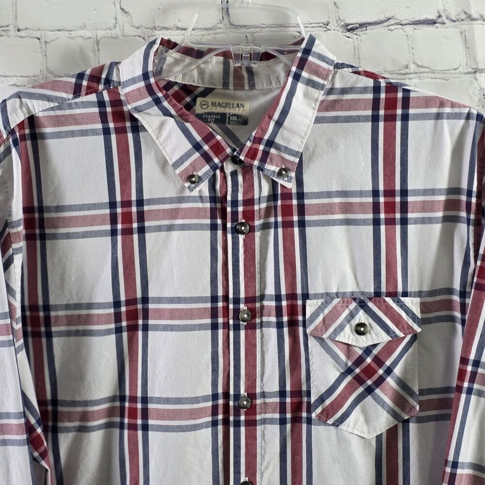 Magellan Outdoors Men's XXL Classic Fit Plaid Long Sleeve Button Down Shirt