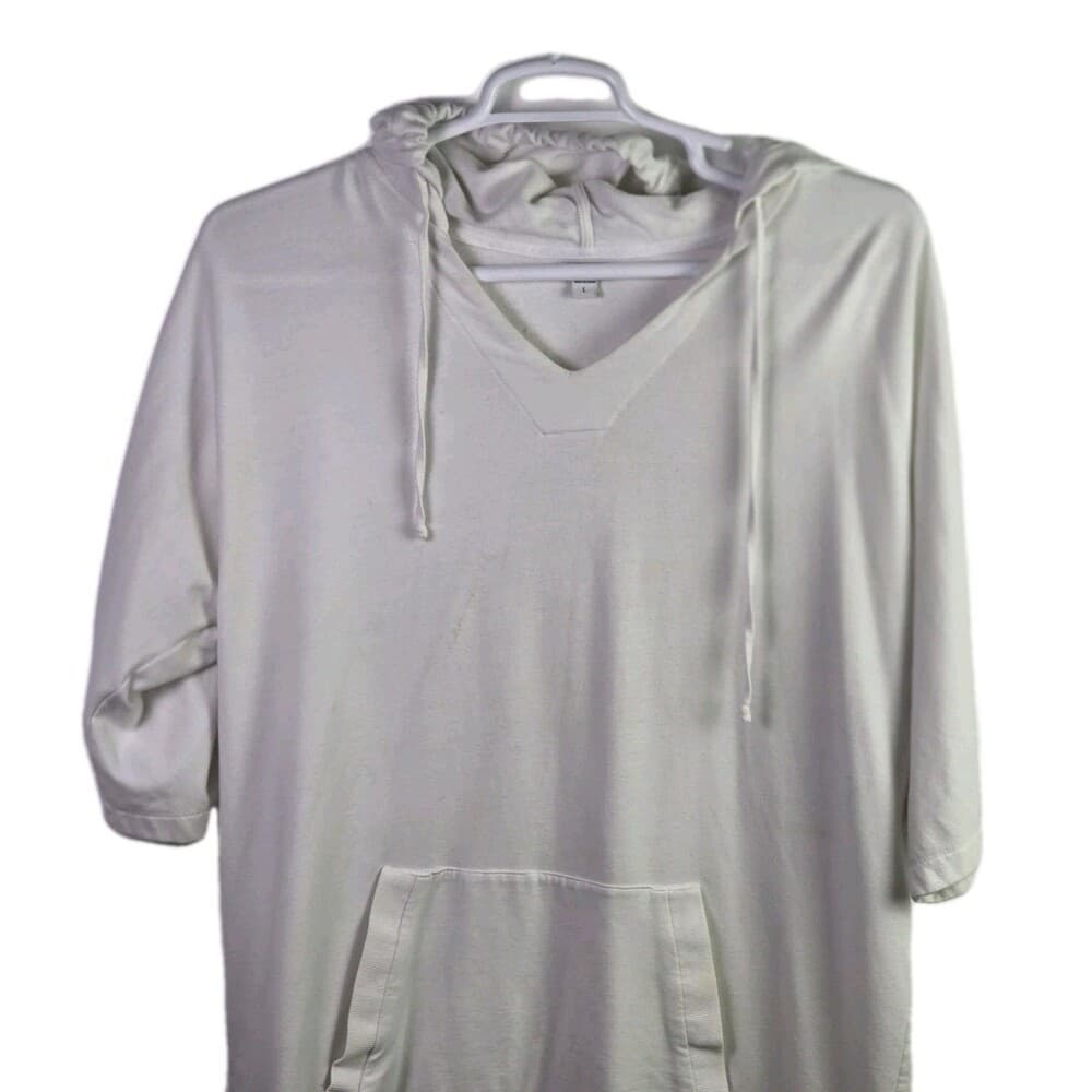 Dkny Sport Women's Large White Hooded Sweatshirt Dress