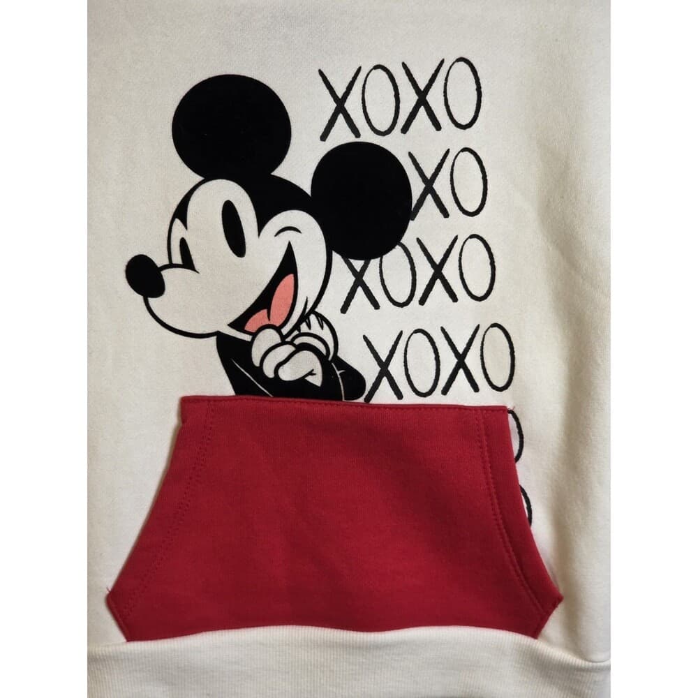 Disney Mickey Mouse 5T XOXO Valentines Fleece Pullover Sweatshirt Pocket