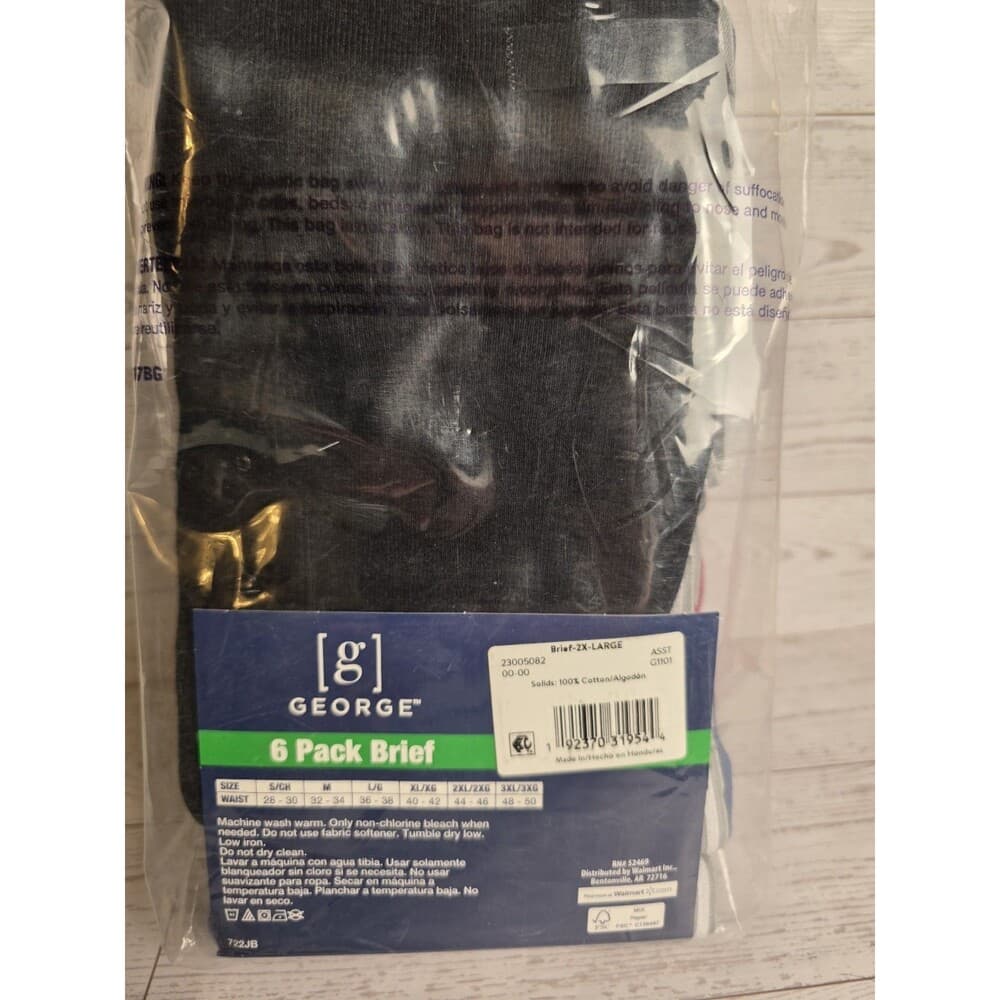 New 6 Pack George Men’s 2XL Antimicrobial Moisture Wicking Briefs