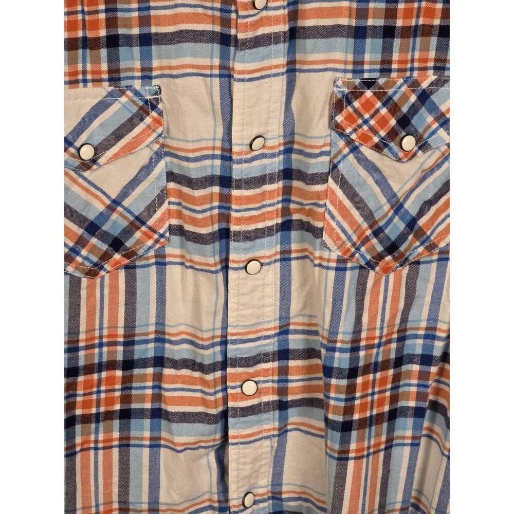 Red Camel Men's XL Plaid Western Pearl Snap Long Sleeve Button Up Shirt
