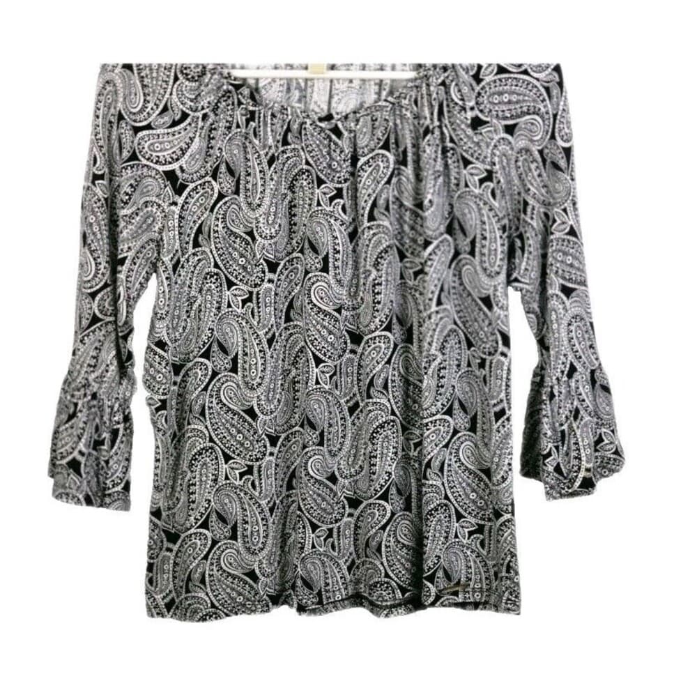 Michael Kors Women's Medium Paisley Gray & Black Blouse