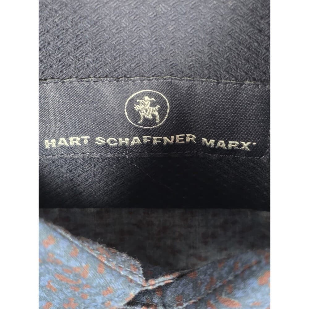Hart Schaffner Marx Mens Small Blue Paisley Long Sleeve Button Up Shirt