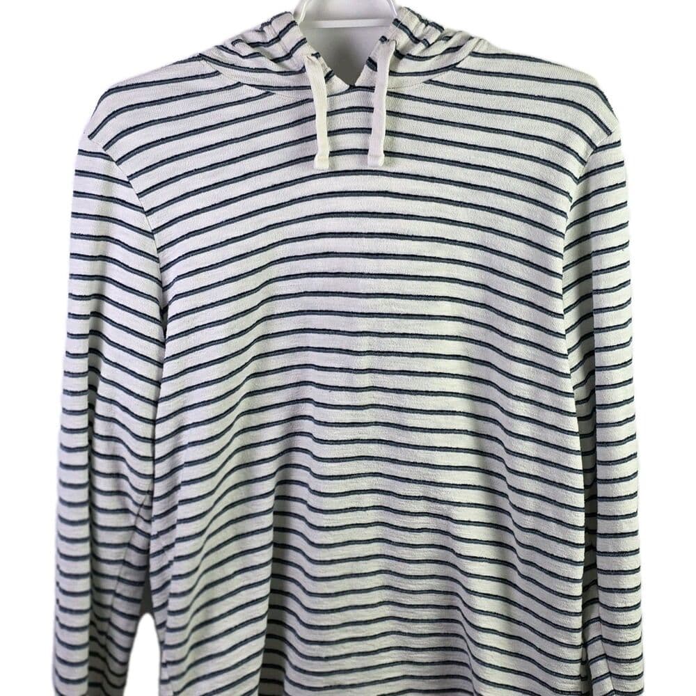 Marine Layer Men’s XL Ivory Blue Striped Long Sleeve Hoodie
