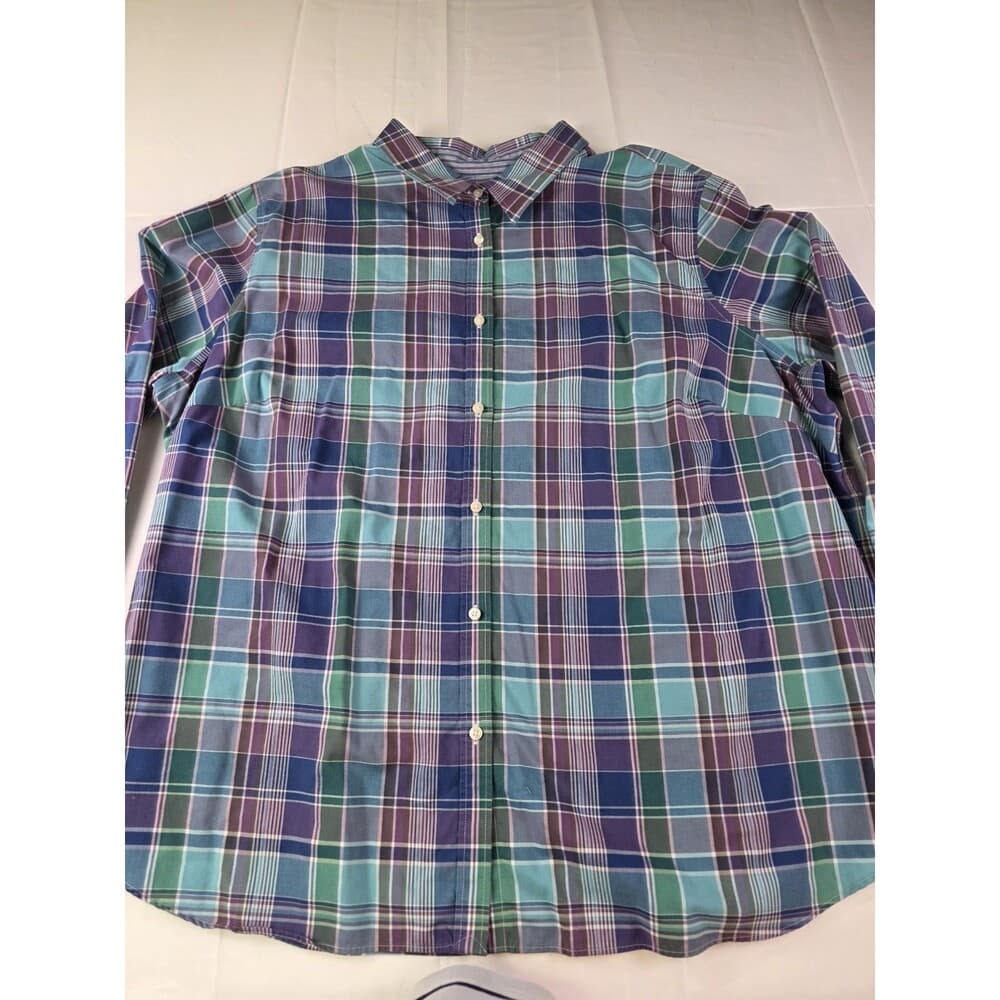 Chaps Easy Care Men’s Size 2XL Blue Plaid Long Sleeve Button Up Shirt