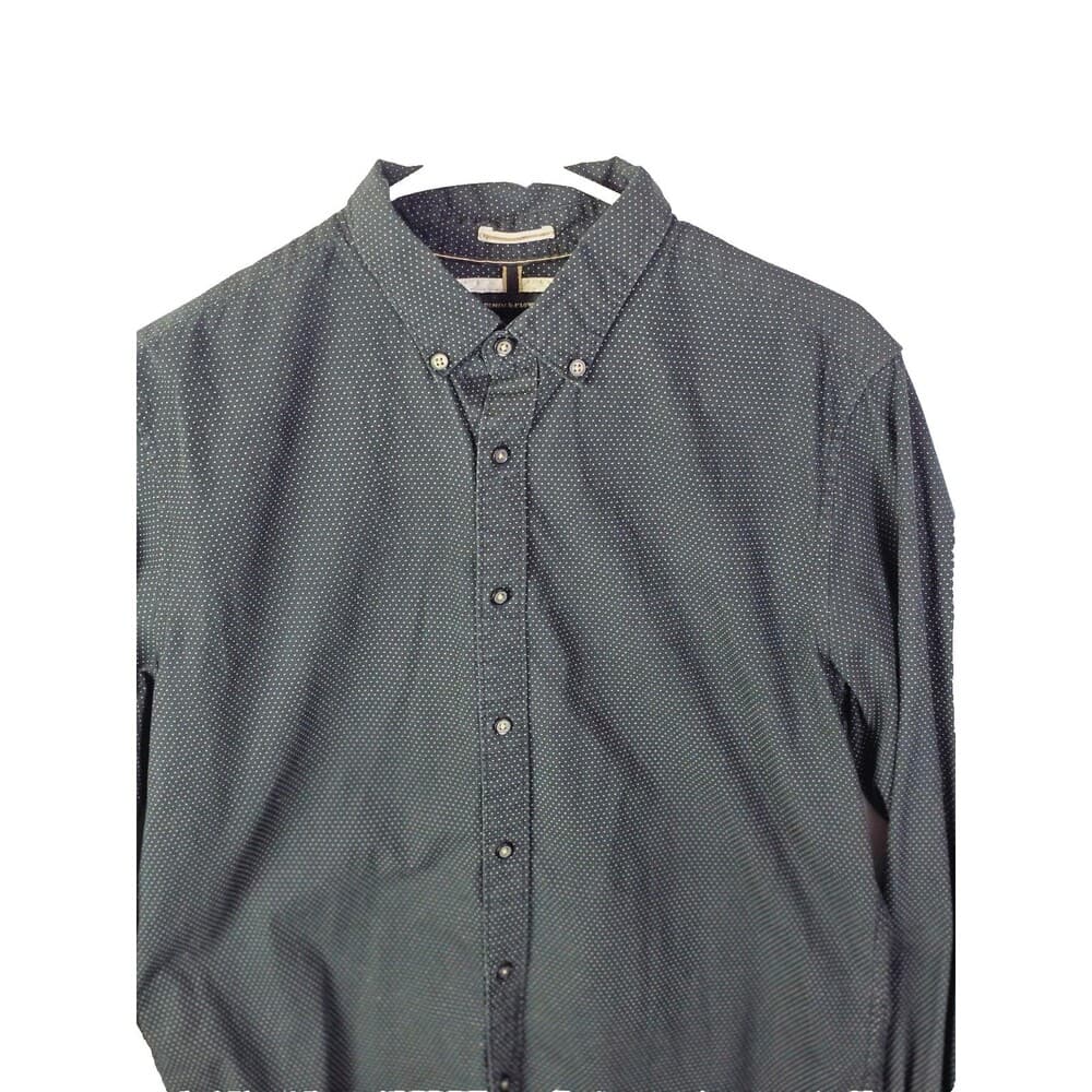 Denim & Flower Men's Medium Black Long Sleeve Shirt Button Down Shirt
