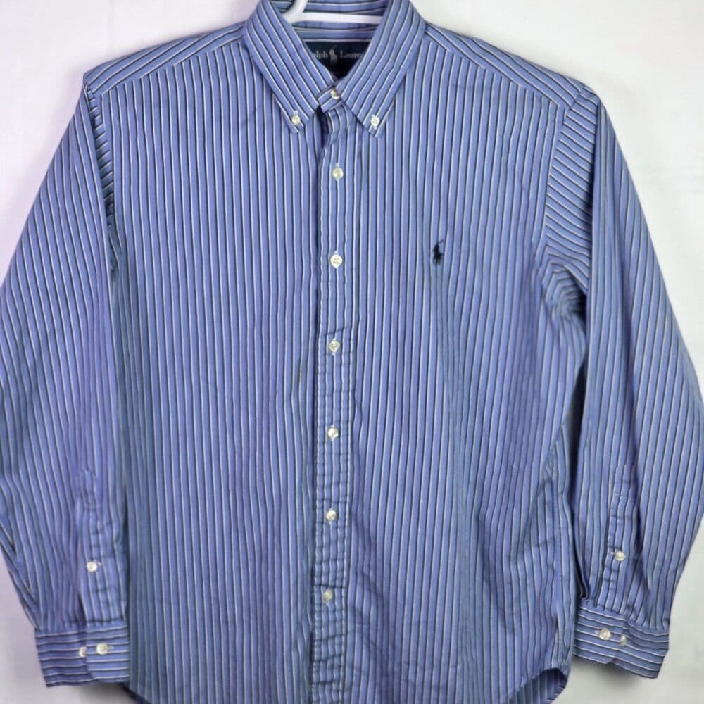 Ralph Lauren Men's 15.5 32/33 Blue Stripe Classic Fit Long Sleeve Shirt