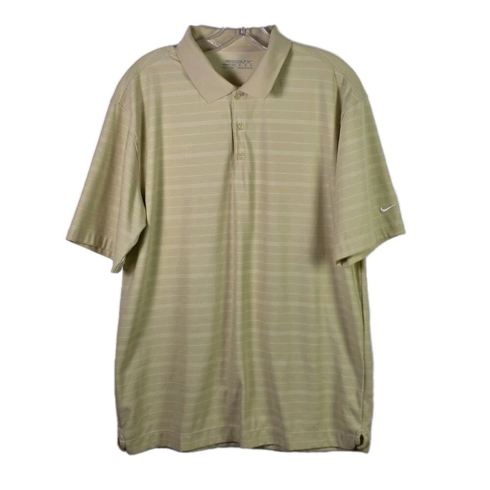 Nike Golf Fit Dry Men's Medium Yellow Striped Short Sleeve Shirt