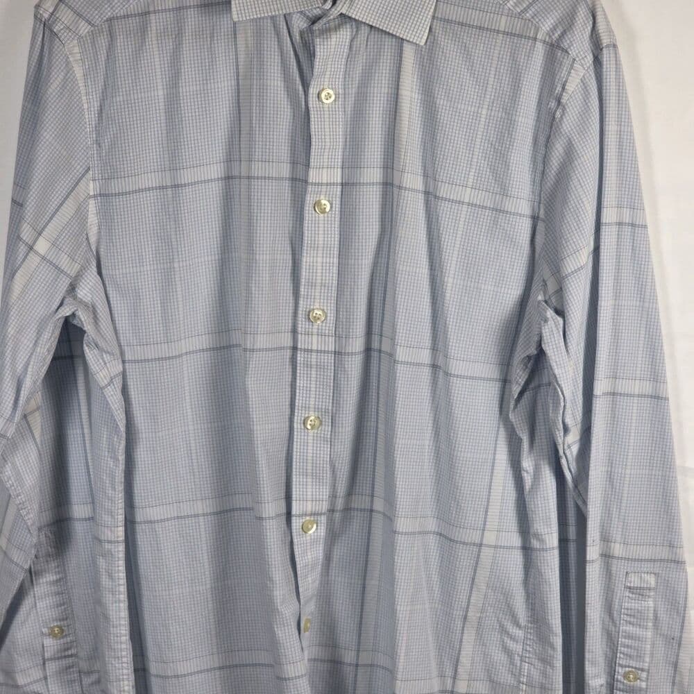 Michael Kors Shirt Men's Blue Medium 15.5 -32/33 Slim Fit Stretch Long Sleeve