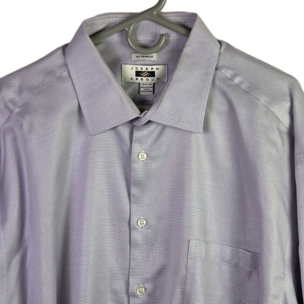 Joseph Abboud Men's 18.5-33 Purple Checkered Long Sleeve Button Down Dress Shirt