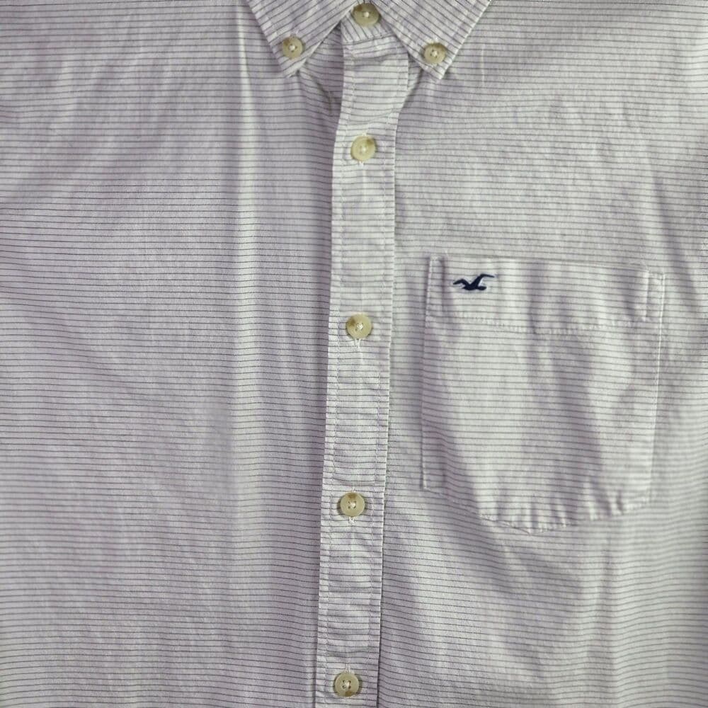 Hollister Shirt Mens Large Blue White Stripe Button Down Long Sleeve Cotton