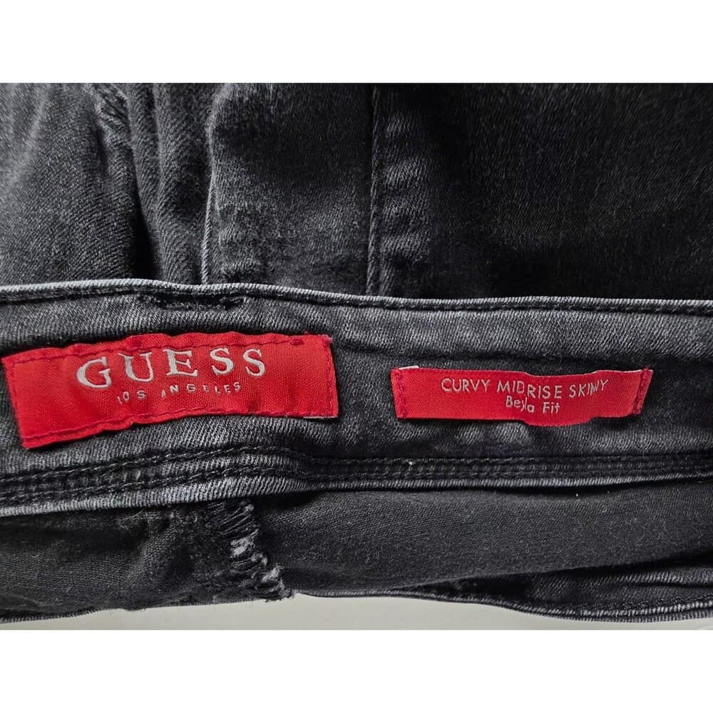Vintage 90s Guess Women Sz 25 Curvy Mid Rise Skinny Bella Fit Black jeans