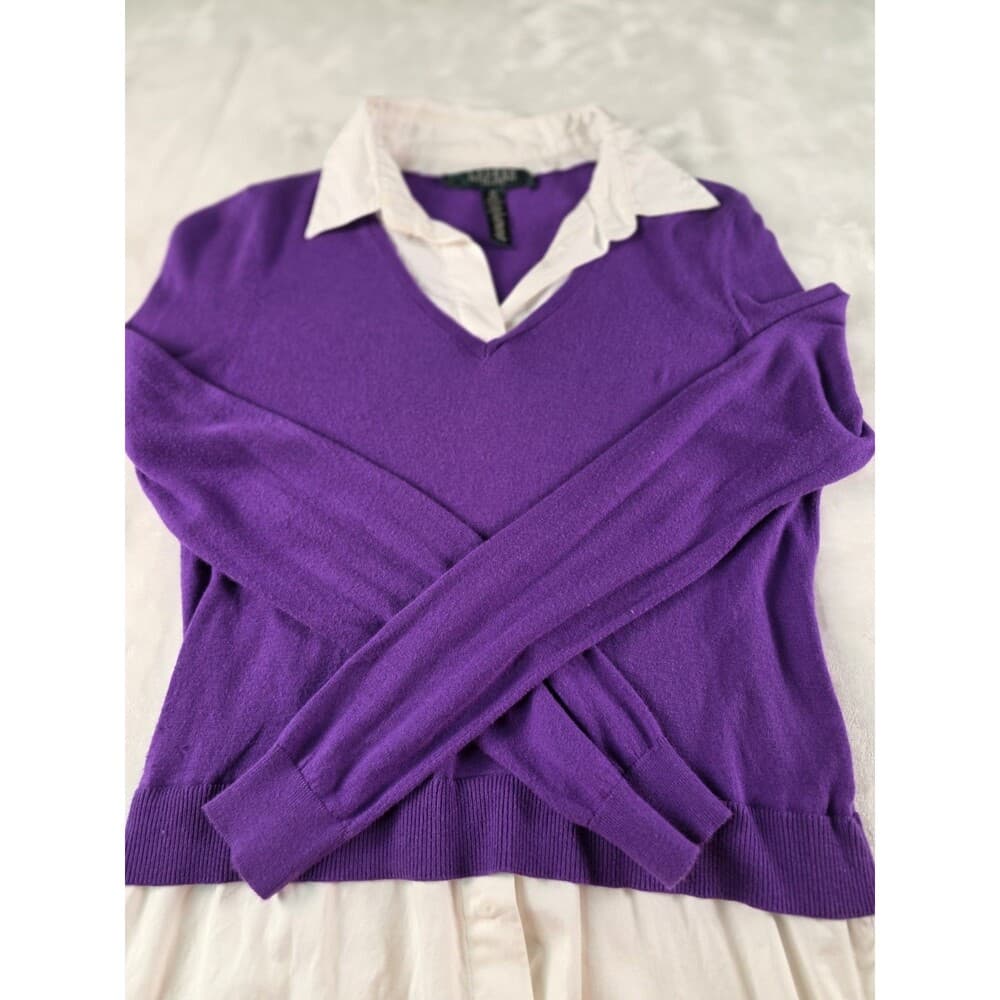 Lauren Ralph Lauren Womens Sz Petite Small Layered Long Sleeve Shirt