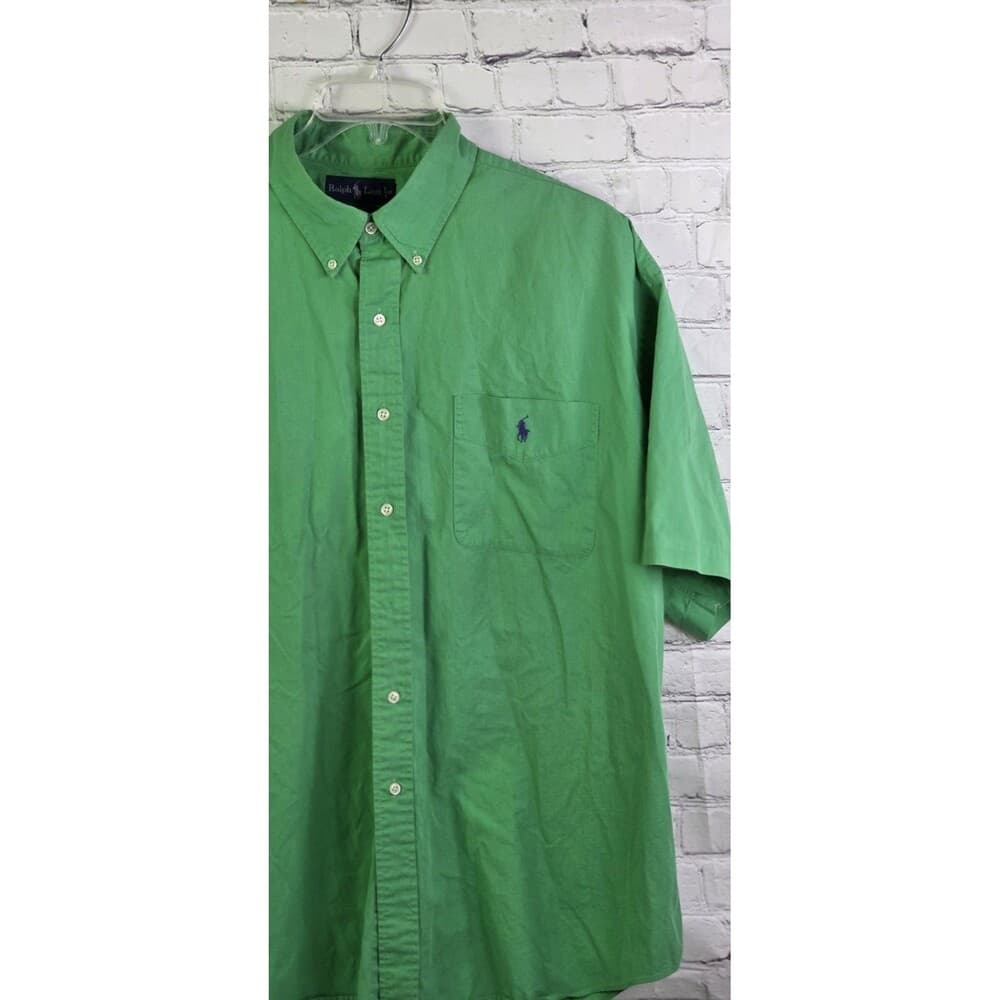 Vintage Ralph Lauren Men's XXL Blake Green Short Sleeve Button Up Shirt