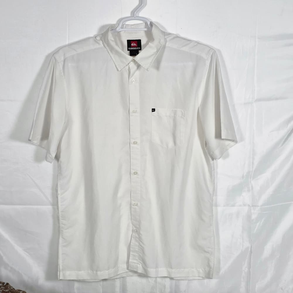 Quiksilver Men's Large White Button Down Shirt